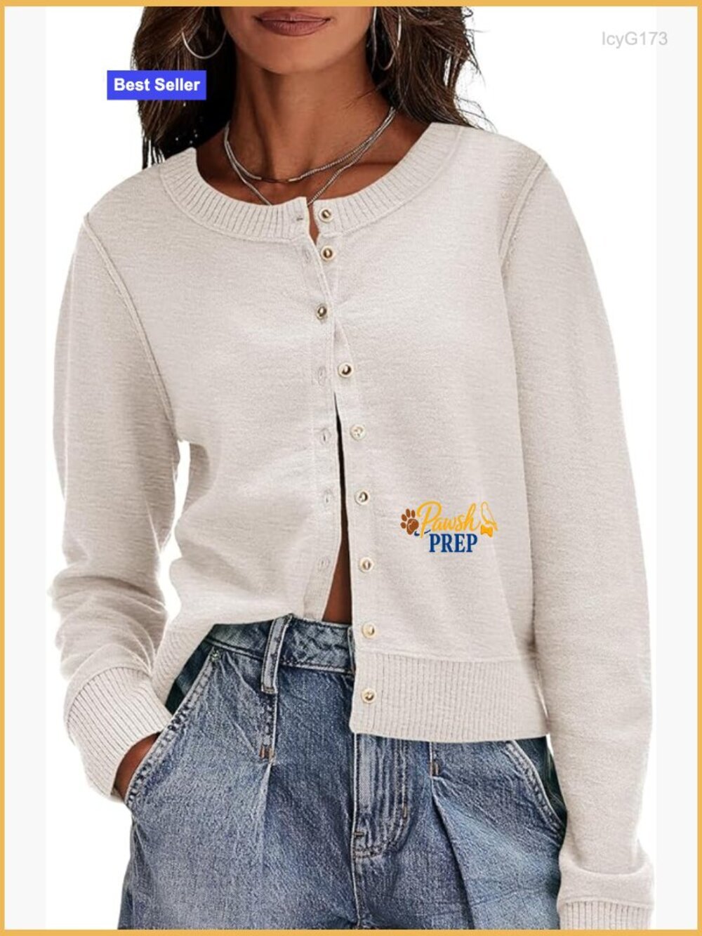 Button Down Cardigan Sweater Lightweight Long Sleeve Crew Neck Knit Open Front